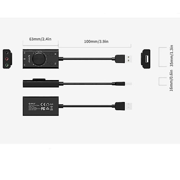 USB-lydkort Ekstern Stereo Lydkort Kanal Stereo Lydkort Konverter 3,5 Mm Aux Mikrofonuttak, Passer til Spillheadset Ps4 La
