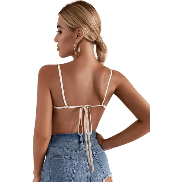 Kvinners Plus Size Cowl Neck Ermeløs Selvbåndet Crop Cami Bandana Topp