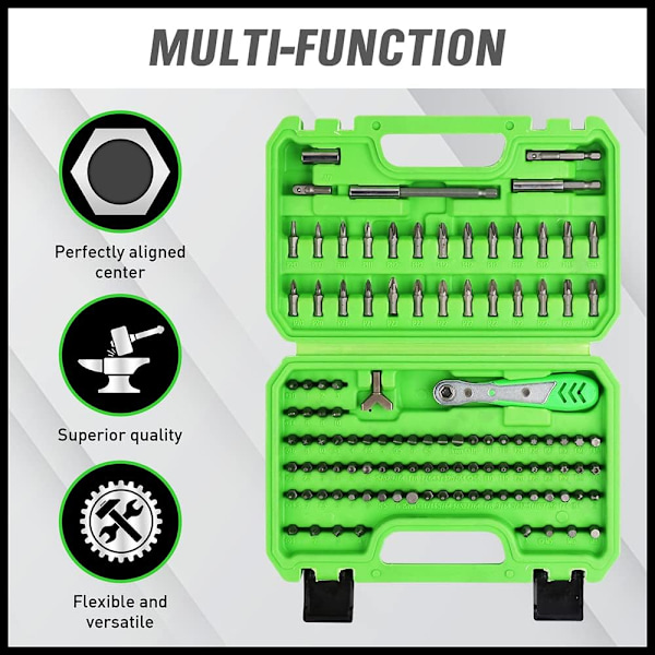 112PCS Sikkerhedsbitssæt Skruetrækkersæt med Ratchetnøgle