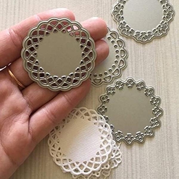 Metallstansar Set - Rund spetsblomma kantklippning Dies för Scrapbooking