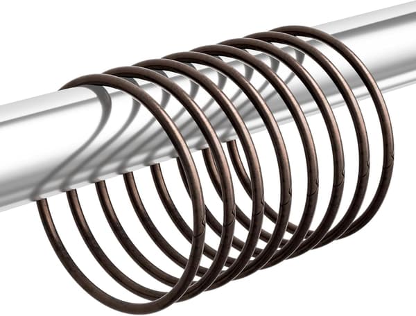 Duschdraperiringar, bronsduschdraperikrokar 12 st Anti-Drop Duschringar för gardin, Duschdraperikrokar Rostfria, Duschkrokar för