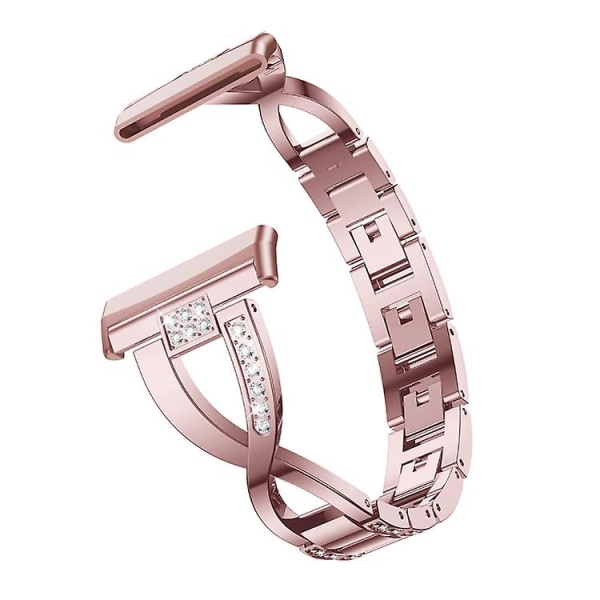 For Fitbit Versa 3 / Sense Universal Diamond Metal Watch Band VPF Rose Pink