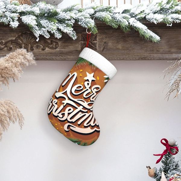 Glædelig Jul Nadeltræ-Jule-Strømper, 45 cm, Bløde Jule-Strømper, Klassiske Gaveholdere til Fest, Ferie, Pejs, Dekorationer