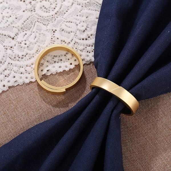 6 stk. matte guld servietringe - minimalistisk moderne luksusdesign, stoflinned