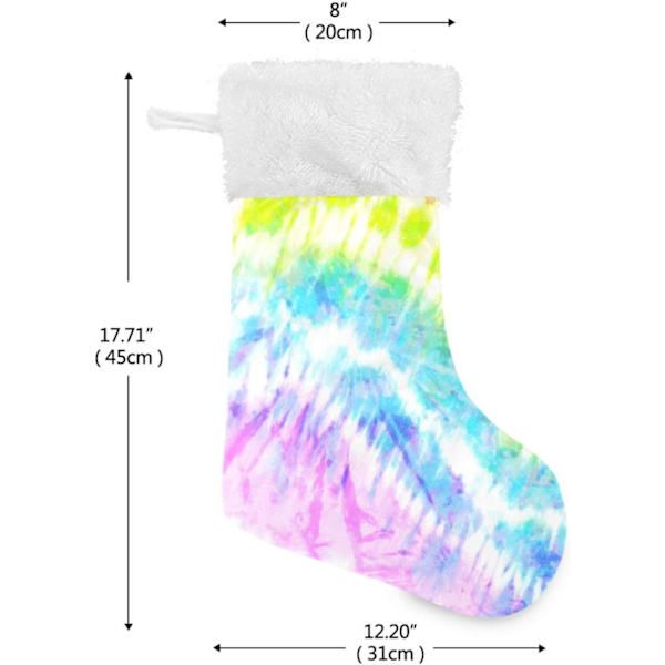 Jule-Strømpe, Personlige Jule-Strømper 2-pak Twisted Rainbow Tie Dye 45,7 cm Jule-Strømper Hængende Ornament Pejs til Trædekoration