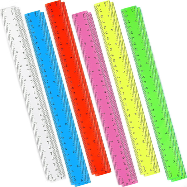 Linjaler 12 tum - Genomskinliga flexibla linjaler i plast (12-pack)