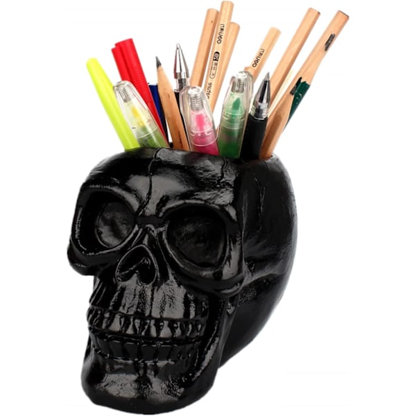 Skull n ncil Holder Resin Skeleton Mkeup Brush Holder Key Storge Home Office Decor Desk Supplies (Blck) Blck Black