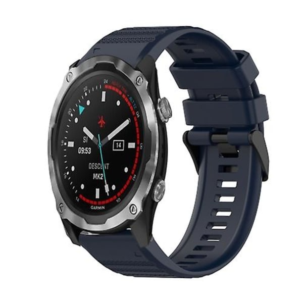 For Garmin Descent Mk 2 26mm Horisontal Tekstur Silikone Rem Med Fjernelsesværktøj CRL Navy Blue