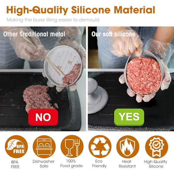 Burgerpress Silikon Hamburger Patty Maker - Non-Stick BPA-fri Patty Maker
