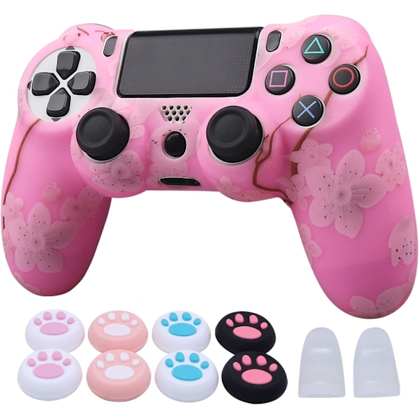 Ps4 Sakura Silikon Controller Skins med 8 tommelgreps