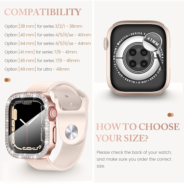 4-pack skärmskydd Bling för Apple Watch Series 6/5/4/Se 44 mm