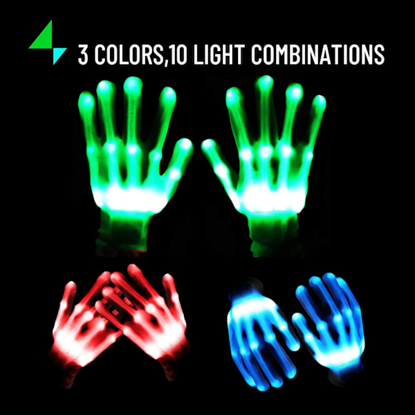 Led-handskar. Flash Finger Lights Handskar. 3 färger 10 lägen