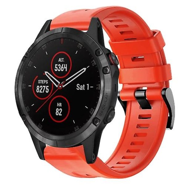 Til Garmin Fenix 5 Plus Metal Spænde Solid Color Silikonurrem FVH Red