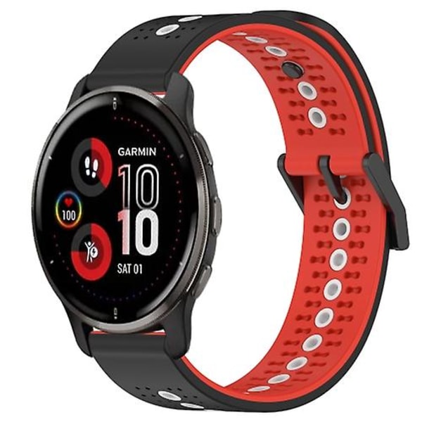 För Garmin Venu 2 Plus 20mm Trefärgad Andningsbar Silikonklockarmband DWZ Black-Red-White