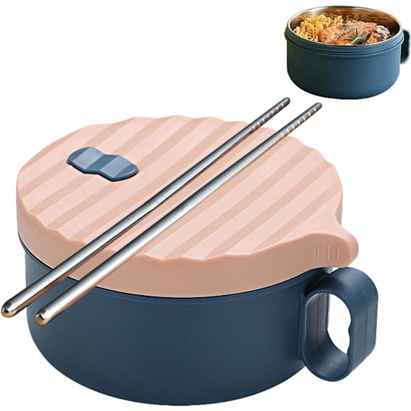 Ramen skål set med filt - Rostfritt stål skål för bärbar spannmål och soppa