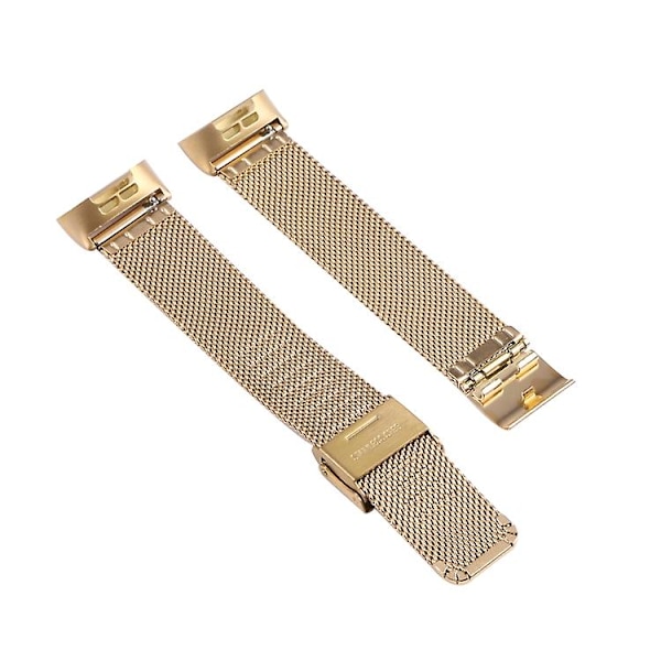 For Fitbit Charge 4 Dobbelt Forsikringsspændemilansk Urrem FDT Gold