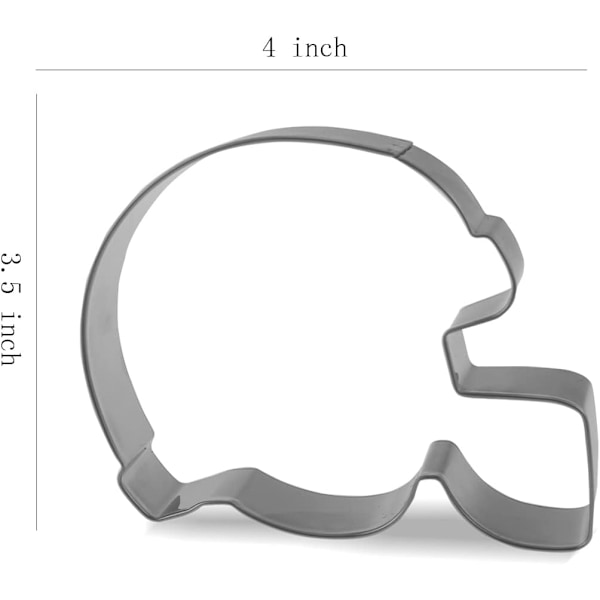 4-tommer fodboldhjelm cookie cutter i rustfrit stål - bageværktøj