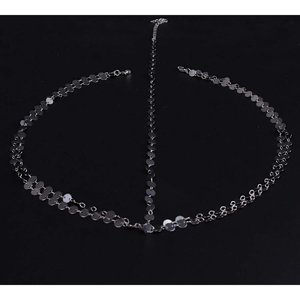 Bröllop Boho Silver Head Chain Bröllopshuvudbonad Bohemian Bröllopshårtillbehör