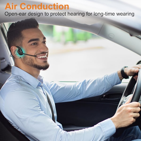 Bluetooth 5.3 Headset - Støyreduserende Boom Mic, Trådløs for Telefon/PC/Laptop, 10 timers batteritid