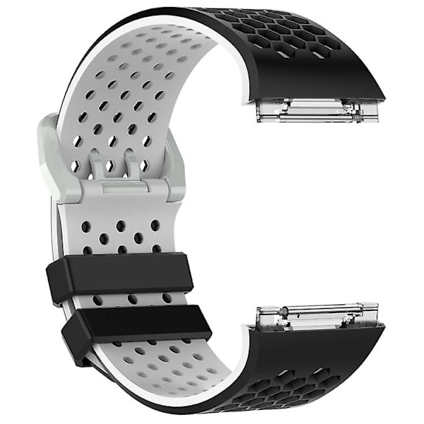 For Fitbit Ionic To-farvet silikoneurrem med spænde HJP Black - White