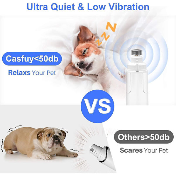 Casfuy hundeklosliper med LED-lys - Oppgradert 2-trinns elektrisk kraftig smertefri potepleie for små, mellomstore og store hunder