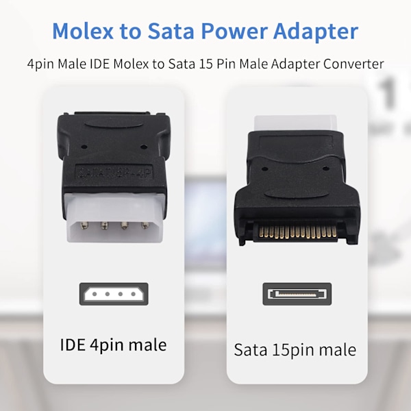 Molex til strøm . 4 Pin Ide Molex Til 15 Pin Hane