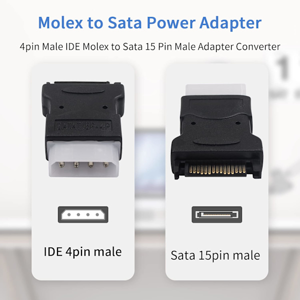 Molex till power . 4-stifts Ide Molex till 15-stifts hane