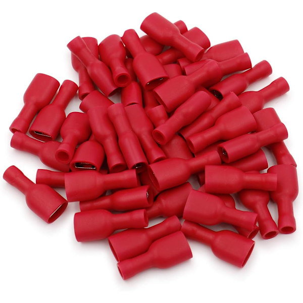 Hunkontakt til kabel, hun, 6,3 x 0,8 mm, rød