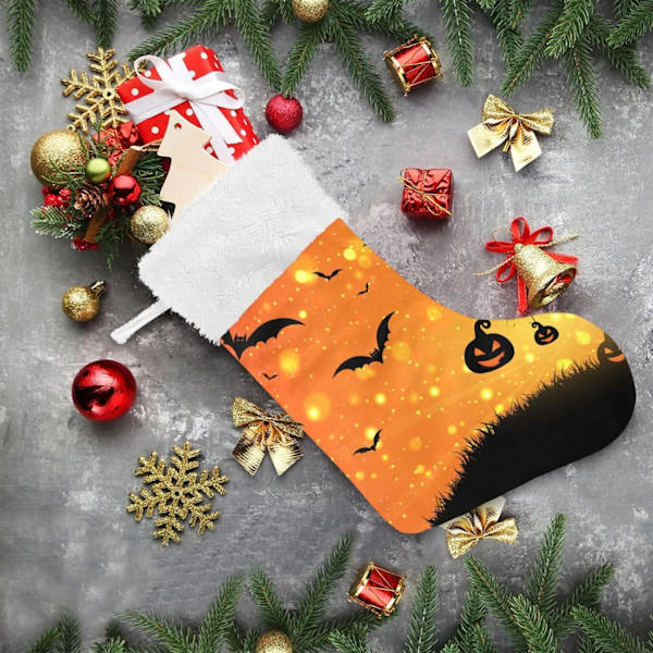 Jule-Strømpe, Personlige Jule-Strømper 2-pak Halloween Græskar Flagermus 45,7 cm Jule-Strømper Hængende Ornament Pejs til Ba