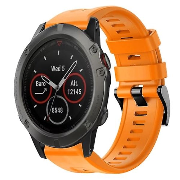 Til Garmin Fenix 5x Sapphire Metal Spænde Solid Color Silikonurrem UWB Orange