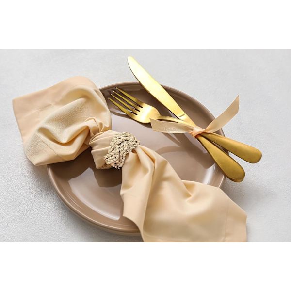 Servettringar i jute, set om 4 | Eleganta guldvävda nautiska servettringar | 100%