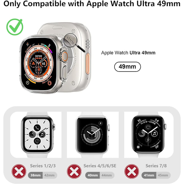 Hårt fodral designat för Apple Watch Ultra 49 mm med 9H härdat glas