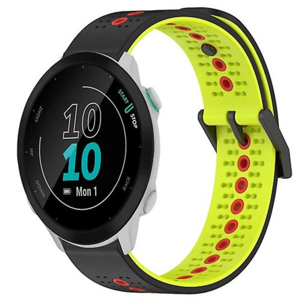 For Garmin Forerunner 55 20mm Tricolor Åndbar Silikone Urrem IKU Black-Lime-Red
