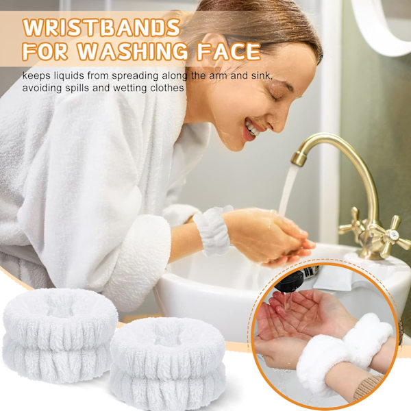 Elastiskt Spa Pannband Handledstvättband Set - Förhindra vätskespill under ansiktstvätt