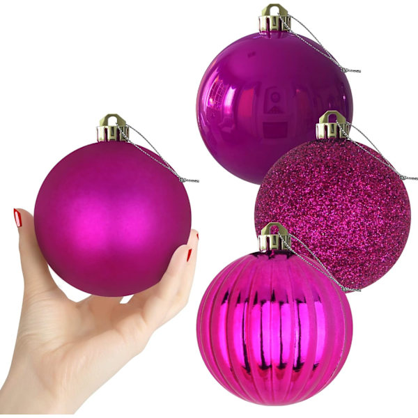 Fuchsia 4.0\" Stora Julgranskulor - Julgransdekorationer