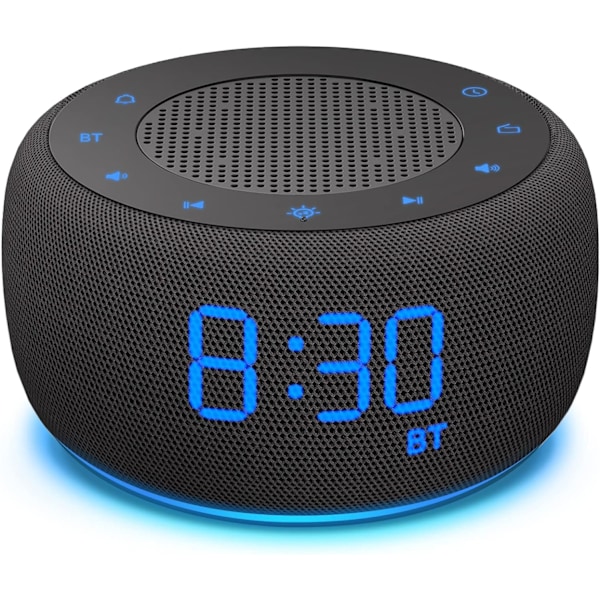 Bluetooth-högtalarväckarklocka med FM-radio - Högkvalitativt ljud, dimmer med full räckvidd, väckarklockradio för sovrummet Svart Svart