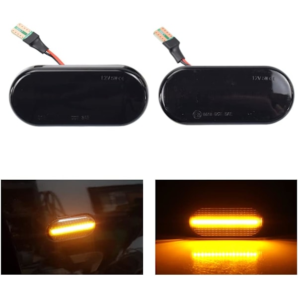 Dynamisk LED sideindikator til VW Bora, Golf, Passat, Polo, Sharan, Vento (sort)