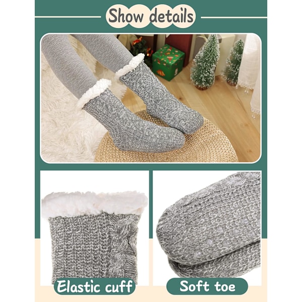 Dam Fuzzy Tofflor Strumpor Fluffy Mysig Stuga Vinter Varma Fleece Plysch Stickad med