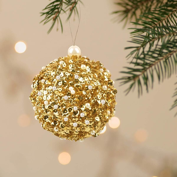 4,25\" Julgranskulor, 4-pack Guld Shatterproof Juldekorationer