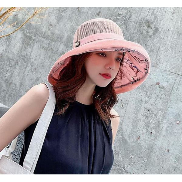 Dame Mesh Solhatter Sommer UV-beskyttelse Bred Bremskjerm Strandfiske Cap