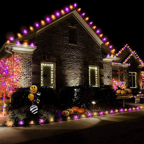 Halloween-lys, 32,8 fod 50 LED C9 Halloween-farveskiftende lys med timingfunktion Vandtæt og tilslutteligt stik til hjem, fest, have