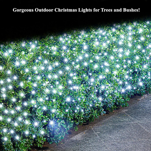 12ft x 5ft 360 LED Julgransnätljus, 8 lägen Busk Nätljus Anslutningsbara, Timer, Vattentäta för Julgranar, Buskar, Trädgård, Utomhus