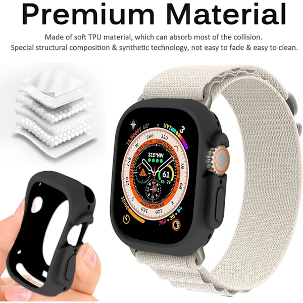 Kompatibelt skal för Apple Watch Ultra 2 49mm, Apple Watch Ultra 49mm skal, Slim TPU stötfångarskydd Anti-Scratch skyddsskal för Apple Watch Ul