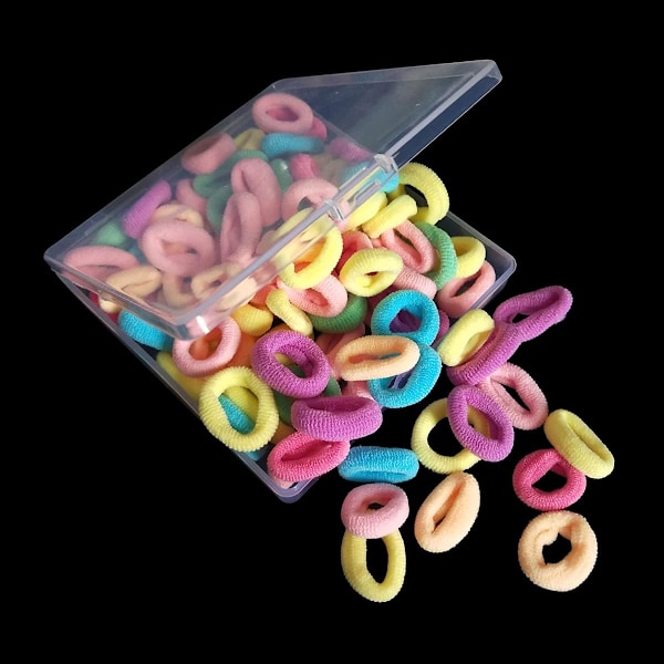 100 stk. Candy Color pigehårelastikker - Multicolor hårbånd