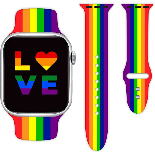 Rainbow Pride LGBTQ Flag Watch Band kompatibel med Apple Watch 38mm