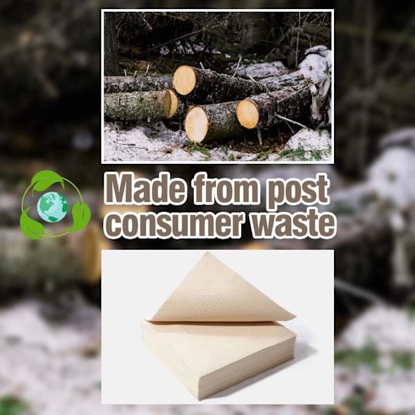 Genbrugte post-consumer servietter (50 stk.) - Komposterbare ublegede Eco