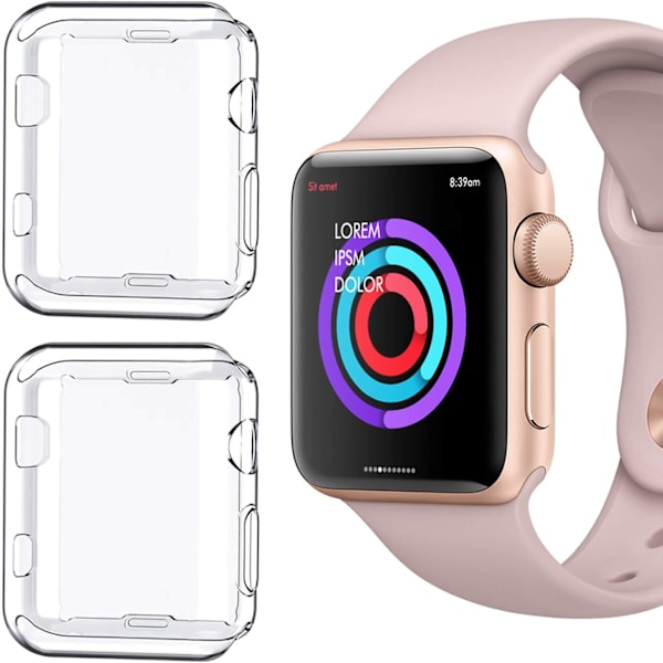 [2-pack] Kompatibel med Apple Watch Series 1 42mm Skal, Mjukt TPU Skärmskydd Allround Skyddande 0.3mm HD Klar Ultratunn Skal för Appl