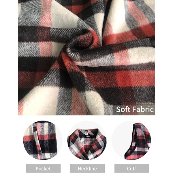 Dame Vest Lapel Åben Front Buffalo Plaid Ærmeløs Cardigan Jakke Frakke med