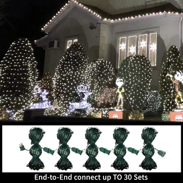 Led julnätljus utomhus juldekorationer ljus 150LED 6ftx4ft, anslutningsbara utomhus fe nätslingor för fest, semester,
