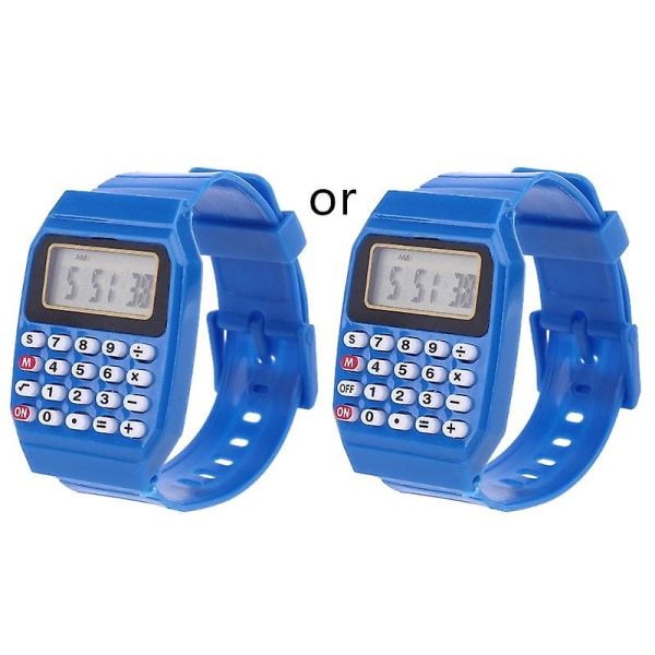 Fad Lasten Silikoni Date Monikäyttöinen Lasten Elektroninen Laskin Watch Blue
